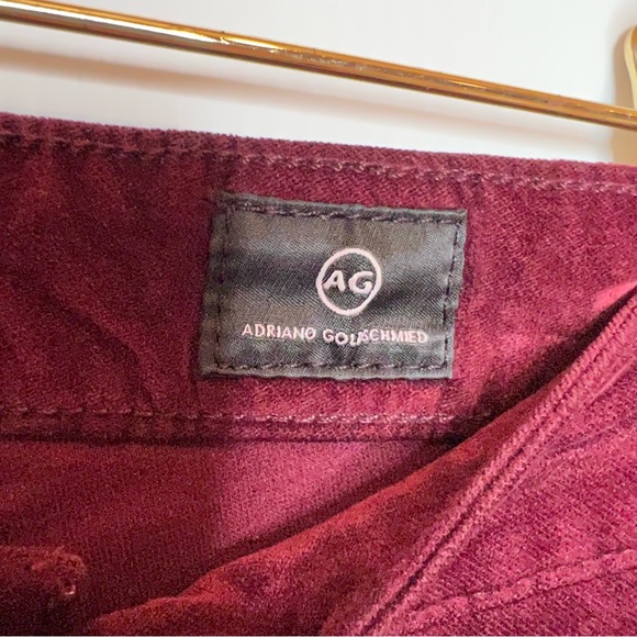 AG The Farrah High Rise Skinny Velvet Pants in Carmine. Size 26 - Picture 6 of 8